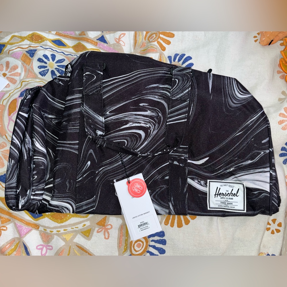 Herschel Paint Pour Black Duffel Travel Bag NEW NWT